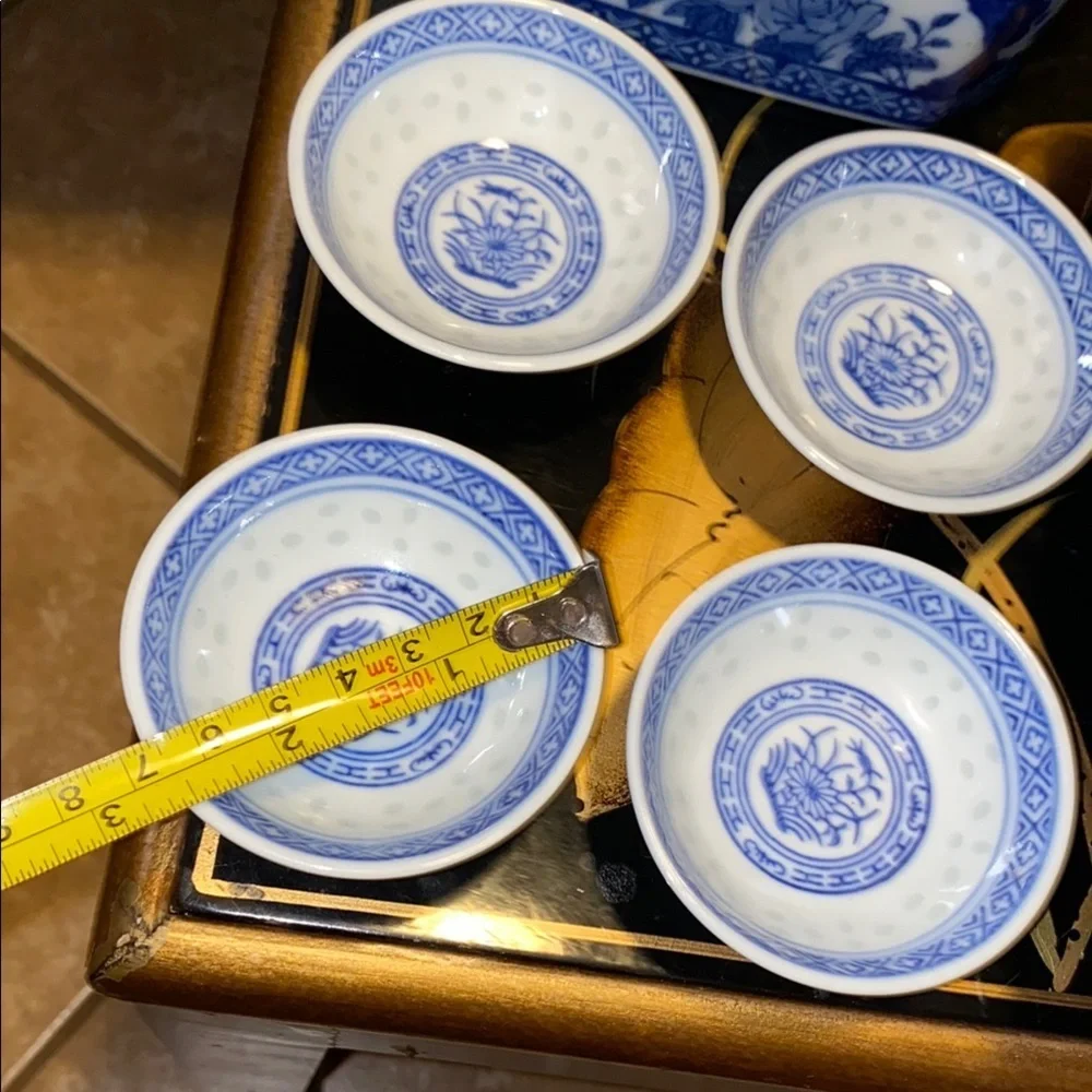 BX50 Vintage Oriental Blue and White Porcelain Dining Set